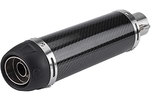 Qiilu Silenciador de tubo de escape，51 Calibre Motocicleta Modificación Tipo universal Sección larga Fibra de carbono Tubo de escape LeoVince