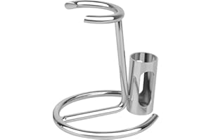 Linkidea Supporto per rasoio acciaio inox,supporto per la cura della barba da uomo per spazzola corta,accessori da bagno compatibili con Merkur 34HD,23 C,Henson Shaving AL 13,Vikings Blade(argento)