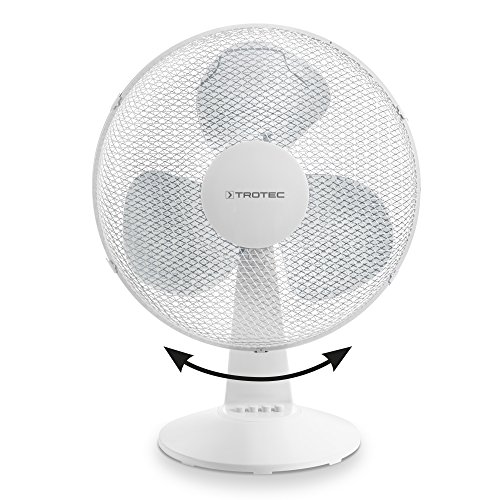 TROTEC Tischventilator TVE 15 | Automatische 100°-Oszillation mit Abschaltfunktion | Tisch Ventilator mit 3 Geschwindigskeitsstufen | Leistungsaufnahme 40W | geringes Betriebsgeräusch | weiß | Durchmesser 40 cm - 4