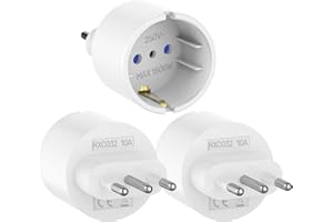 Clomnpe 3-częściowy adapter wtyczki włoskiej typu L, włoski adapter gniazda Schuko (niemiecki), adapterów Schuko na małą wtyczkę (10A), włoski niemiecki adapter do Włoch, Chile, Kuba