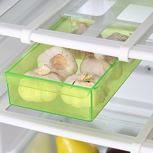 wjkuku Kühlschrank Organizer Space Saver Regal Multifunktions-Kunststoff Küche Kühlschrank Aufbewahrungsbox Gefrierschrank Regal Halter Ausziehbare Schubladen SPAC Küche Space Saver grün - 7