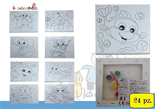 EOL Distribuzione- Set Mini Tele da Dipingere con acquarelli, 24 Pezzi, Multicolore, 2107