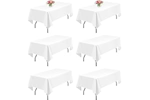 Lumaycens 6 Pack White Polyester Tablecloths,60 x 102 Inch for 6ft Rectangle Table Cloth Washable and Reusable Stain and Wrinkle Resistant for Wedding Party Banquet Camping Restaurant Decoration