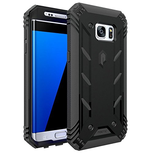 Funda Galaxy S7 Edge - Poetic  Serie Revoluci  n   Pesada   Doble Capa  Funda de Protecci  n Hibrida Completa con Protector de Pantalla Incorporado para de Samsung Galaxy S7 Edge Negro