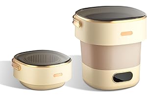 HAPIHOM Portable Washing Machine, 16L 2KG Mini Foldable Washer and Spin Dryer With 3 Cleaning Modes, Laundry Machine for Underwear, Baby Clothes, and Small Item, for Camping, RV, Travel, Apartments, Dorm-Whit