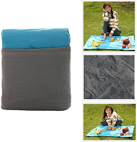 OurKosmos Mini Pocket Blanket,Ultra-compact and lightweight Camping Blanket, Multifunction Foldable Picnic Blanket Camping Waterproof Beach Mat for Outdoor Picnic,Hiking,Camping,Traveling (Blue)