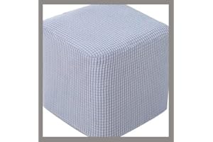 uyeoco Stretch Ottoman Slipcover Cover Square/Round Footstool Facai Foot Stool Covers, Thicked Cover for Pouffe, Decorative Washable Sofa Foot Rest Cover (Color : B, Size : 40x40cm)