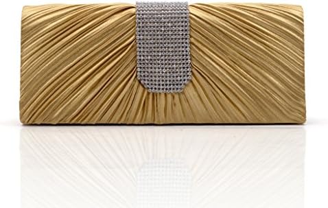 WILLTOP Pleated Cluster Beaded Magnet Clasp Bridal Bling Clutch Evening Bag