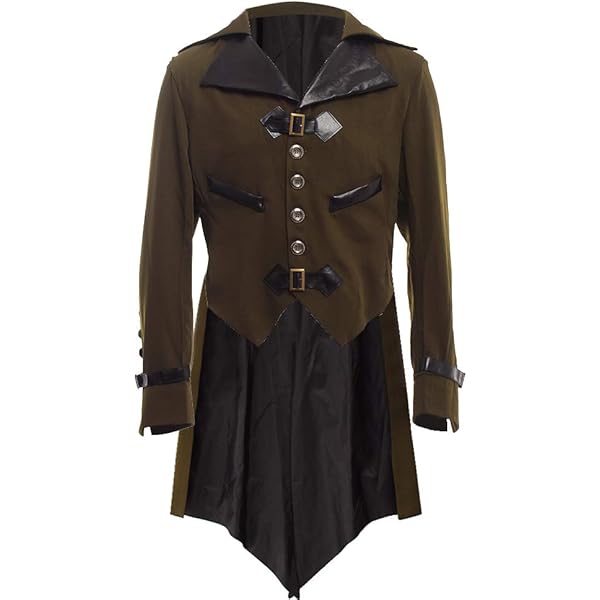 Giacca Medievale Steampunk Gotica Uomo - Cappotto Vintage Rinascimentale Per Halloween E Cosplay - Foto 5