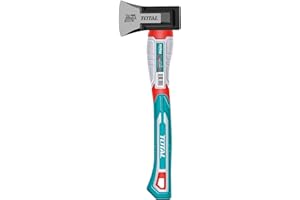 TOTAL - Hache avec Manche en Fibre, Lame en Acier au Carbone, Prise en Main Confortable et Coupe précise, pour Bricolage, Camping et Jardinage, Poids : 800 g