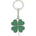 Amosfun Four Leaf Clover Keychain, St.Patrick Day Shamrock Keychain, Irish Themed Party Bag Hanging Pendant, Fortune Clover Keyholder, St.Patrick Party Supplies