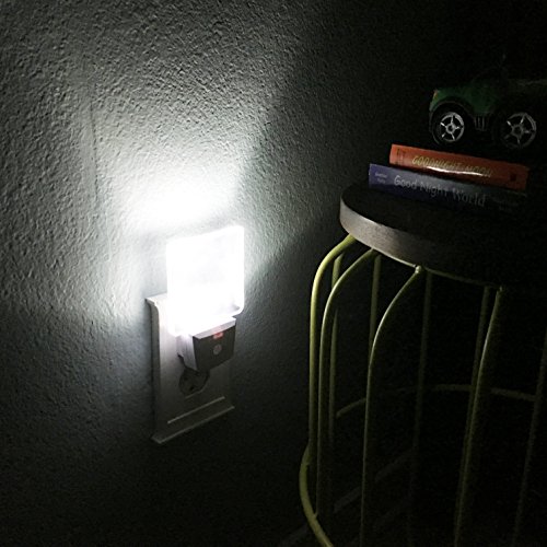 Packung mit 2 LED Nachtlicht | Enthält Dämmerung zum Dämmerungssensor, um Energie zu verringern (weiß) | LED-Wandlampe für einen Kinderzimmer Kinderzimmer | Energieklasse A+++ - 5