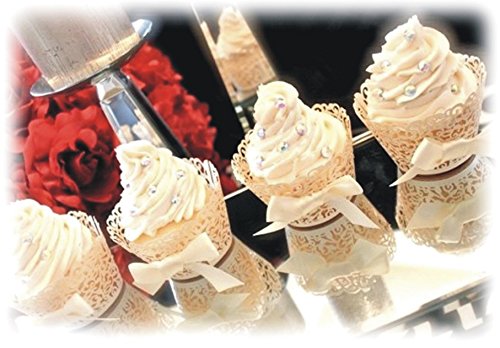 DIKETE® Cupcake Wrappers 50 stück Filigree Artistic Backen Kuchen Pappbecher Little Vine Spitze Schnitt Baking Cup Muffin-Kasten Untersatz für Hochzeit Geburtstag Party Dekoration weiß - 4