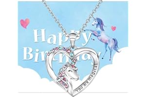 JchEnye 2 pezzi regali di compleanno per le ragazze, tra cui collana unicorno e biglietto di auguri, collana angelo custode per le ragazze, i regali di compleanno più speciali