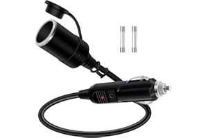 HuaLiSiJi Prolunga Cavo Accendisigari 12V 24V Prolunga Accendisigari Auto 6AWG 2x1.0mm² 15A Cavo Alimentazione Accendisigari con LED, per Auto, Camion, Camper (0.3m)