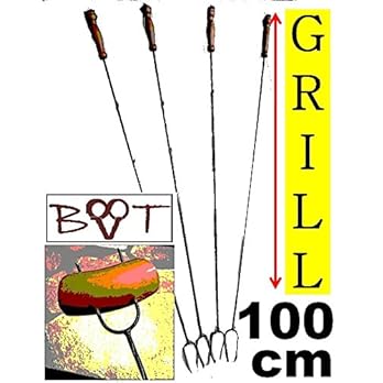 Grillspie 1 M Lnge Wurstspie Grillgabel Bbq Grillbesteck Achtung Kein Teleskop Sondern Feste Stabile Form Aus Gedrehtem Stahl Ideal Fr Camping Freizeit Lagerfeuer Grillfest Gartenparty Geburtstag Outd