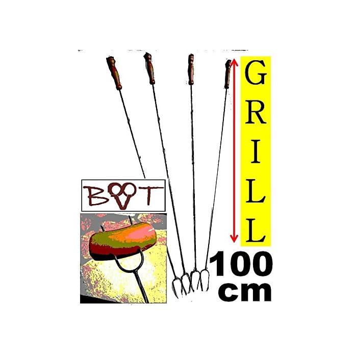 Grillspie 1 M Lnge Wurstspie Grillgabel Bbq Grillbesteck Achtung Kein Teleskop Sondern Feste Stabile Form Aus Gedrehtem Stahl Ideal Fr Camping Freizeit Lagerfeuer Grillfest Gartenparty Geburtstag Outd