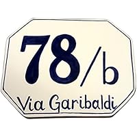 CERAMICHE D'ARTE PARRINI- ceramica italiana artistica, numero civico 15x12 personalizzato, decorazione blu, dipinto a mano, made in ITALIA Toscana