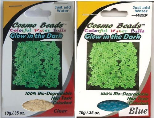 Bundle: Grow and Glow-in-the-dark; CLEAR and BLUE over 1,100 Amazing Cosmo Beads(tm) Water Marble Balls ;Great for Gift Giving As Stocking Stuffers. Kids of All Ages Will Love'em. by Cosmo Beads by Cosmo Beads
