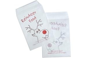 SUPHATAI CO. Empty Magic Reindeer Food Mini Glassine Bags DIY Fill Your Own Plastic Free Paper Envelope Small Christmas Xmas Favour Pouches (Pack of 30)