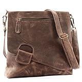 leder umhängetasche vintage  LECONI Umhängetasche Damen-Tasche Crossbag Rinds-Leder Natur Schultertasche Vintage-Look Ledertasche Frauen + Herren Handtasche aus Echt-Leder 29x29x6cm schlamm LE3027-wax