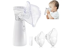 LVOZIZE Aersol - Aerosol portátil silencioso, para adultos y niños con 3 modos ajustables, 2 máscara y 1 boquilla, máquina de aerosol para uso doméstico y de viaje