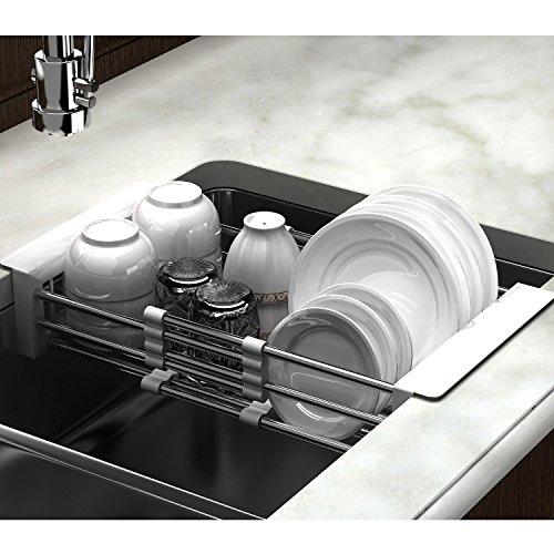 HOMFA Abtropfgestell Geschirrabtropfkorb Abtropfgitter Geschirrkorb Abtropfgestell Geschirr Abtropfkorb Abtropfschale Bestecksammler Abtropfständer Abtropfschale Spülablage