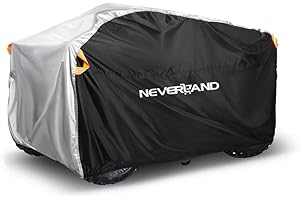 NEVERLAND ATV Cover - Windproof Quad Cover - Waterproof Heavy Duty Double-sided Reflective Striping Buckle Strap Quad Covers for Sun Dust UV Protection 190T XL Black Silver (210 * 120 * 115cm)