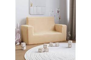 WIFESE 2-Sitzer Kindersofa 84x39x50,5 cm Creme Weich Plüsch Schlafcouch Kinderzimmer MöBel Mini Sofa 2 Sitzer Sofas & Couches Kinder Sofa Kindercouch Sofa Kleine Couch Rechteck