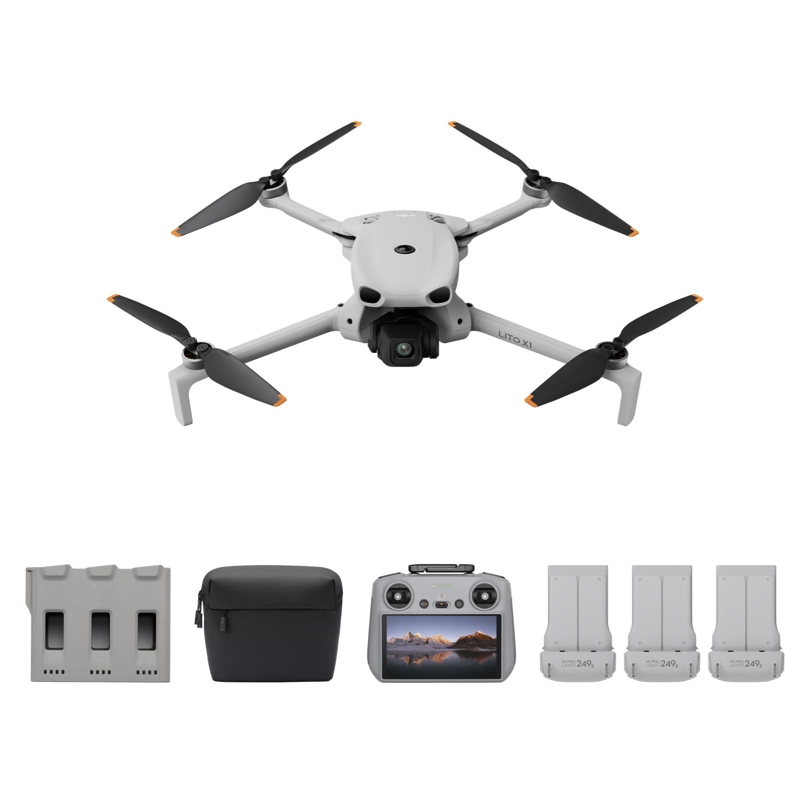 DJI Lito X1 Bundle Fly More avec DJI RC 2, drone caméra pour débutants 4K, Détection d’obstacles, ActiveTrack, capteur 1/1,3 pouce, léger pour adultes, Transmission vidéo 15 km, 3 batteries, C0 - 1