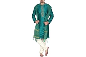 Sonisha MKP9008 Grün und Gold Herren Kurta Pyjama Indian Suit Bollywood Sherwani