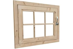 HOME IDEA ITALIA Home Idea Finestra in legno per casetta mis 81 x 61 cm con apertura laterale, con Plexiglass