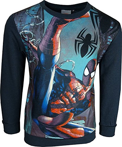Marvel-Spiderman-Jungen-Rundhalsausschnitt-Sweatshirt-Pullover-Dunkelgrau