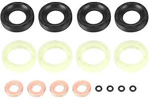 Adunsiaoto Kraftstoffeinspritzdüsen-Dichtungsset, Injektor-Dichtung Ssatz, Kraftstoff Injektor Dichtung Waschmaschine Injektor-Dichtung-Reparatur Satz, Reparatursatz Turbo Injektordichtungen(Schwarz)