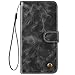 Produktbild kompatibel mit MOTO Z3 play Hülle Leder Etui,JCKHM Prämie Ledertasche Handyhülle Schutz Hochwertige einfarbige Retro-Ledertasche mit Lanyard kratzfest stoßfest Schutzhülle,Grau