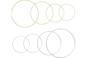 AIRFUL 8 STK 4 Größen Metall Ringe zum Basteln, Gold/Silber, 2 x 18cm, 20cm, 25cm, 30cm Metallringe Traumfänger Makramee Hoops, Mobile Floristik Deko für Blumenkreise, DIY Dekoration