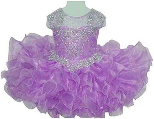 TuanYuan Baby Girls Boat Neck Newborn Mini Cupcakes Pageant Dress Ball Gowns 6M Lilac