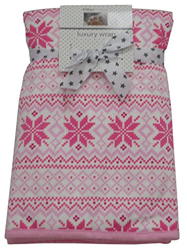 Babies 75x75 cm double layered Nordic print fully lined coral fleece blankets Pink