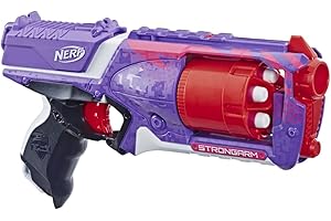 Nerf Elite Stronarm fioletowy blaster – bęben obrotowy, szybki ogień, 6 rzutek Nerf Elite – dla dzieci, nastolatków, dorosłych