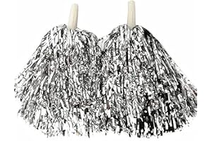 LUDALY Party Decoration One Pairs Cheer Leading Pom Poms (Silver), Kid