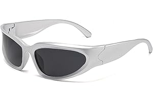 SHEEN KELLY Y2K Męskie Okulary Przeciwsłoneczne Polaryzacyjne Okulary Sportowe Czarne srebrne Futurystyczne Modne Okulary Przeciwsłoneczne