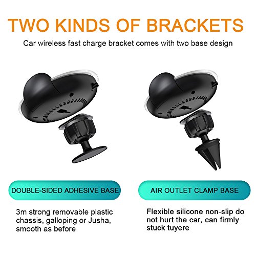 Caricatore Wireless Auto, innislink Caricabatteria Wireless da Auto Caricatore Senza Fili Veloce Air Vent Supporto a Ventosa per iPhone X/8/8Plus Samsung Note 8/S8 Huawei e Altri Dispositivi Qi - Nero