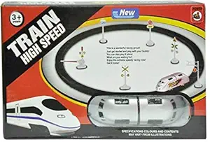 House of Gifts High Speed Metro with Round Track Battery Operated Train (Silver, Black)