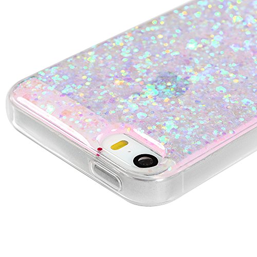 Mavis's Diary iPhone SE Case ,iPhone 5S 5 Case - Glitter Light Pink Bling Flexible TPU Gel Rubber Soft Skin Silicone Clear Cover Ultra [Slim Thin] [Shiny Design] Bumper Protective Case Cover with One Dust Plug & One Stylus for iPhone SE/5S/5- Light Purple