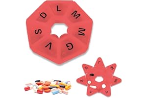 POWERSELL SRLS Portapillole Settimanale Colorato in ITALIANO a 7 Scomparti 7 Giorni Portapastiglie Giornaliero Organizer Medicine Porta Pastiglie Pillole Medicinali, Trasparente Satinato (ROSSO)