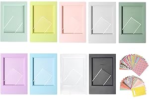 AISNYHO 9pcs Desktop Photo Frame 3inch Colorful Picture Frames Fit for Instax Mini Series Camera With Film Border Sticker