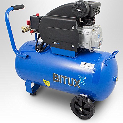 BITUXX® 50 Liter Druckluftkompressor Luftdruck Kompressor + 13 teiliges Druckluft Zubehör-Set inkl. Ausblas- Reifendruck- & Lackierpistole + Schlauch - 2
