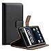 Produktbild Ambaiyi Flip Echt Ledertasche Handyhülle Brieftasche Hülle Schutzhülle für Nokia 5 , Schwarz