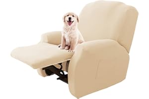 Lydevo Copripoltrona Relax Reclinabile Universale, 1 Posto con Tasche,Copripoltrona Elasticizzato Lavabile Rimovibile,Fodere per Poltrona, Beige