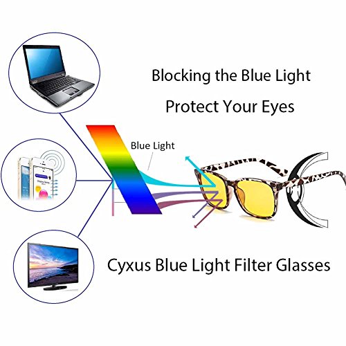 cyxus blau Licht-Filter UV-Blocker Schutzbrille [Anti Überanstrengung der Augen] Tolles Spiel für Computer/PC/TV/Handy Lesen, Unisex (Herren/Frauen/Junioren), Vintage Fashion Acetat rahmen, cy-gl-0004 - 2